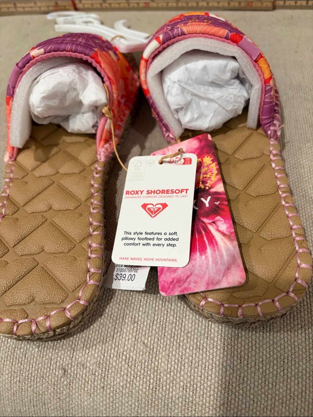 ROXY Floral Shoresoft Womens Slide Sandals/NWT/6 - Picture 10 of 12